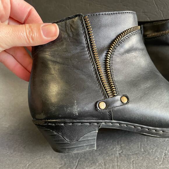 Rieker Black Leather Zip Detail Booties 38 US 7 - Picture 4 of 11